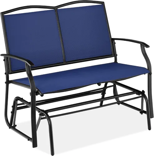 Vista 9 de Best Choice Products Columpio Deslizante de Patio Exterior para 2 Personas, Banco Loveseat Mecedor de Acero para Terraza, Porche con Tela Textilene