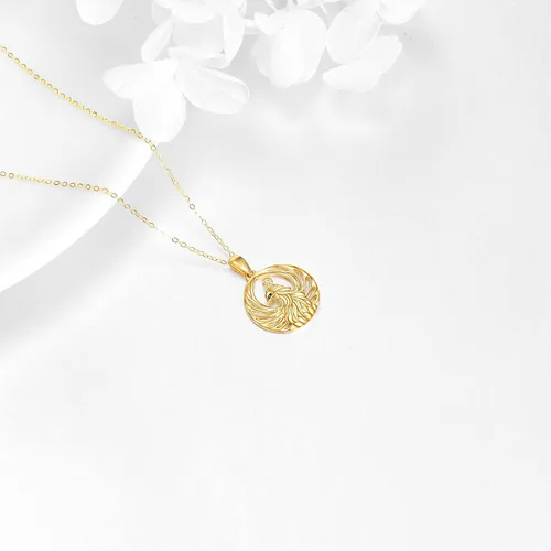 Vista 4 de KECHO 14K Gold Phoenix Necklace Gifts for Women Yellow Gold Rising Phoenix Pendant Necklace Jewelry Gifts