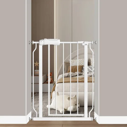 Vista 9 de Fairy Baby Extensiones de 4.72 pulgadas para caminar a través de la puerta del bebé, cierre automático, color blanco