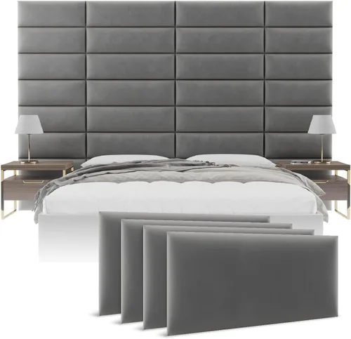 Vista 29 de Vänt - Paneles tapizados de pared, cabeceros de pared tamaño Queen/Full, color beige boucle, juego de 4 paneles