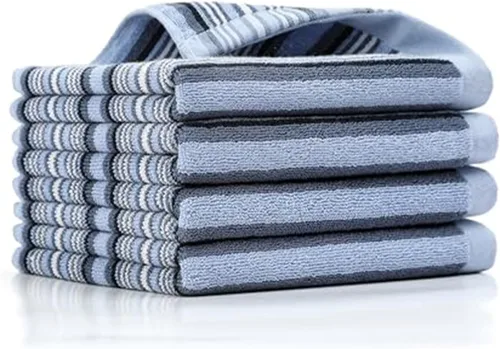 Vista 15 de SALAS Toallas de cocina premium para secar platos, toallas de cocina grandes de algodón, paños de felpa a rayas, juegos de toallas gruesas altamente