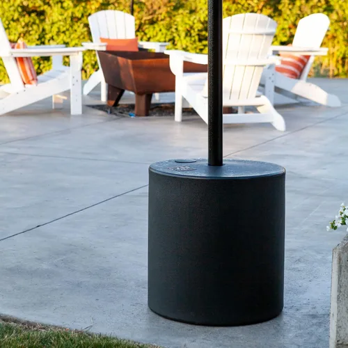 Vista 4 de Soporte para poste de luz para exteriores, 9.5 pies, negro, acero con recubrimiento en polvo resistente a la intemperie, base de tanque 1 Paquete