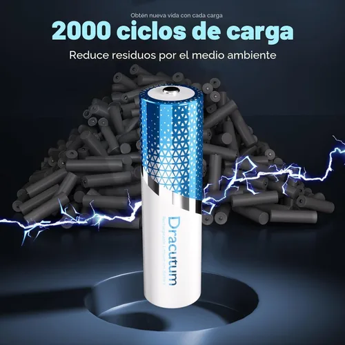 Vista 4 de Baterías de litio AA recargables con cargador 8 unidades 3600mWh