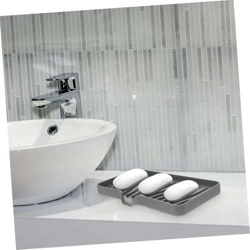 Vista 6 de Jabonera de silicona y soporte de esponja para fregadero de cocina y ducha, bandeja de jabón autodrenante para una fácil limpieza y organización