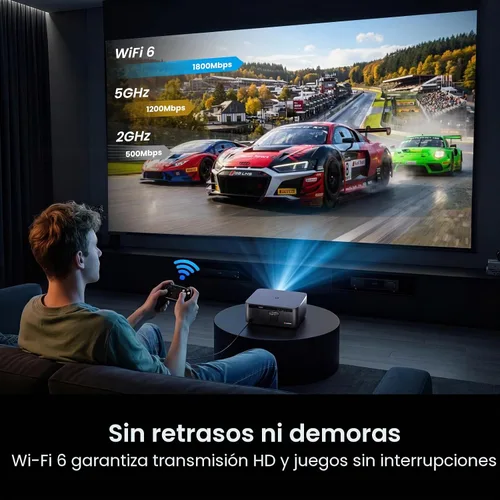 Vista 9 de HAPPRUN Proyector para exteriores de 3000 lúmenes ANSI con Google TV Negro