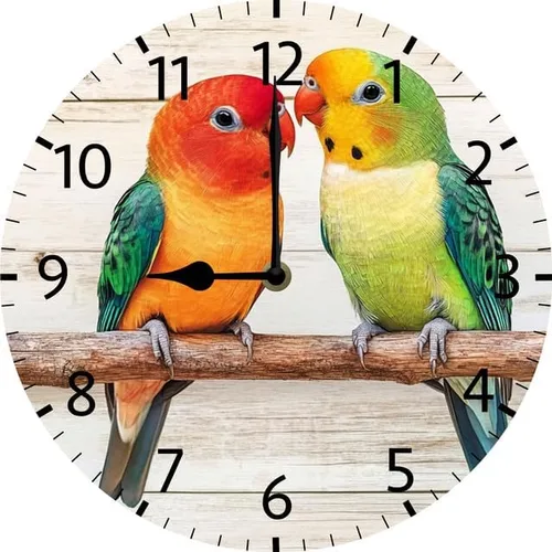 Vista 9 de Reloj de pared de pájaro para decoración de pared, funciona con pilas, sin tictac, silencioso, de cuarzo, analógico, rústico, estilo rural, redondo
