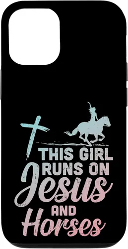 Vista 26 de Funda de regalo para iPhone 16 Girl Runs Jesus Horses Christian Horseback Equestre