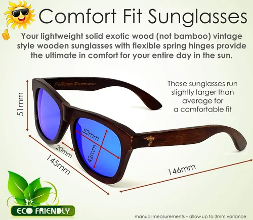 Vista 5 de Gafas de sol de madera Polarizadas Marco de madera vintage 100% protección UVAUVB Funda de bambú Hombres y mujeres