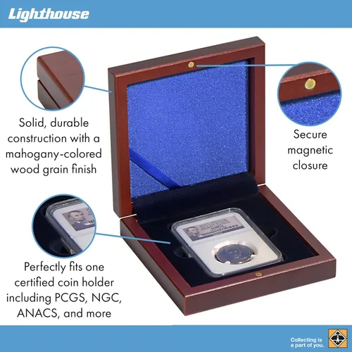 Vista 2 de LIGHTHOUSE - VOLTERRA - Caja de monedas de una sola losa con tapa forrada de seda para PCGS, NGC, ANACS, IGC y más