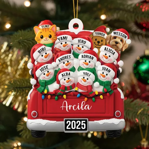 Vista 9 de Adornos de Navidad personalizados 2025 – Adornos personalizados de globo de nieve para familias de 2, 3, 4, 5, 6, 7, 8, 9 y 10 miembros, adorno