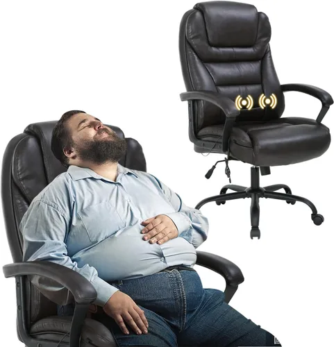 Vista 13 de Silla de oficina grande y alta para personas pesadas, 500 libras, silla de computadora de piel sintética, silla de escritorio de masaje, silla