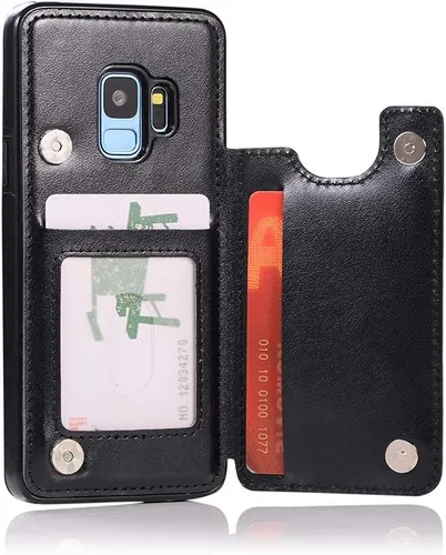 Vista 5 de Funda de teléfono para Samsung Galaxy S9 con protector de pantalla de vidrio templado, tarjetero con soporte para tarjetero, soporte con tapa