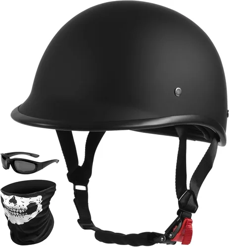 Vista 7 de CUTEY Casco de motocicleta, casco vintage, gorra polo abierta de media cáscara, unisex, certificado DOT