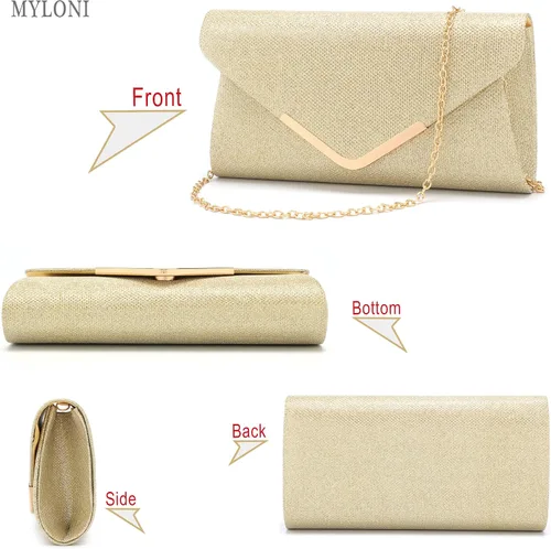 Vista 6 de Bolsos de mano brillantes para mujer, bolso de noche para mujer, bolso de mano para mujer, bolso de mano para fiesta, graduación, boda