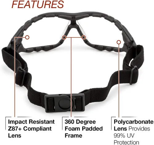 Vista 2 de Lincoln Electric Gafas de seguridad acolchadas Forro de espuma de 360 grados Diadema elástica ajustable K3119-1