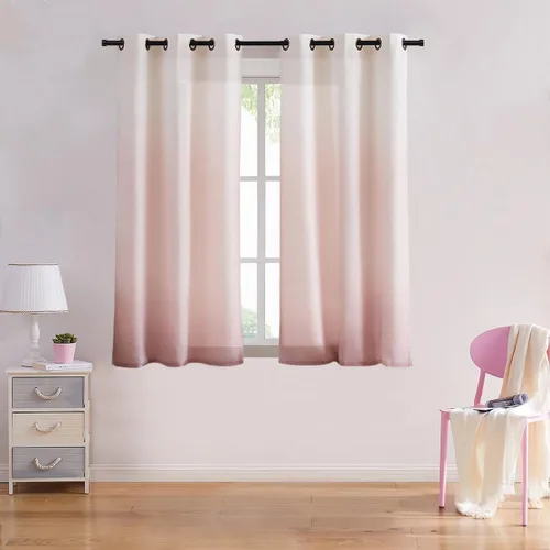 Vista 14 de Central Park Panel de cortina de ventana degradado de lino con estampado en tela de mezcla de rayón, tratamientos para sala de estar/dormitorio Gris