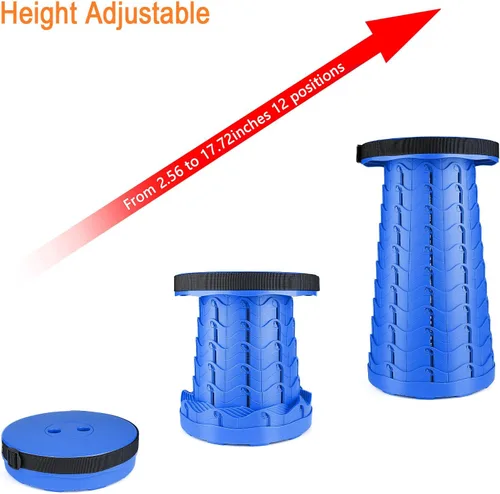 Vista 4 de Taburete plegable mejorado, ligero pero más resistente, con capacidad de carga, 400 libras, taburete plegable portátil para camping, pesca, Azul