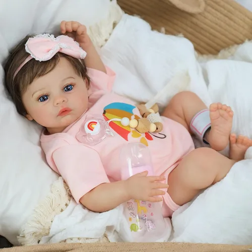 Vista 5 de SCOM Muñecas realistas de bebé Reborn – Meadow - Muñecas realistas de 18 pulgadas para niña recién nacida, cuerpo de tela, extremidades de vinilo