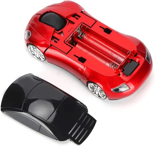 Vista 6 de Ratón de coche de 2.4 GHz, ratón óptico ergonómico con forma de automóvil deportivo 3D con receptor USB, mouse de computadora de 1600 DPI con luz