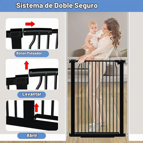 Vista 3 de Puerta extra alta para bebés de 40.5 pulgadas, sin taladros, puerta extra ancha de 54.7 a 60.2 pulgadas para perros y mascotas, para interiores