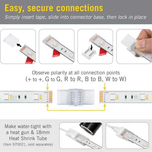 Vista 3 de Armacost Lighting Conector de empalme de cinta a cinta RGB+W de 5 pines para luz de cinta IP67 - Paquete de 4