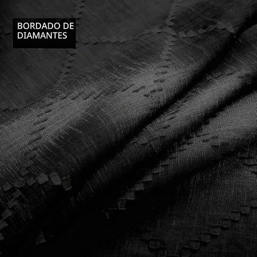 Vista 3 de KOUFALL Cortinas negras de 63 pulgadas de largo para dormitorio, juego de 2 paneles transparentes con ojales para ventana, cortinas geométricas