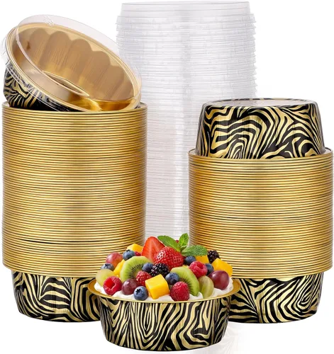 Vista 61 de Beasea Disposable Ramekins with Lids, 50 Pack 8oz 235ml Aluminum Foil Baking Cups with Lids, Aluminum Creme Brulee Ramekins Muffin Cupcake Pudding