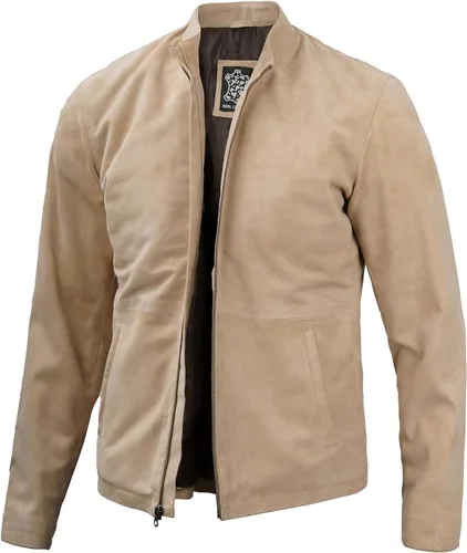 Vista 4 de Blingsoul Brown Suede Jacket Men - Black Real Lambskin Leather Jacket for Men