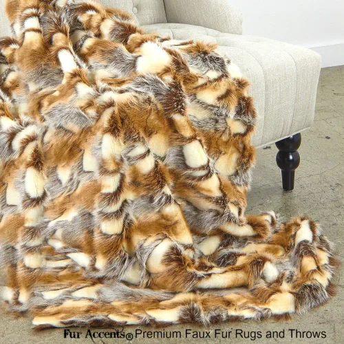 Vista 9 de Fur Accents Manta suntuosa de piel sintética de lujo, calidad de diseñador fabricada en Estados Unidos, Winter Fox
