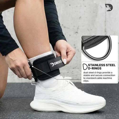 Vista 4 de DMoose Ankle Strap for Cable Machine - One Size Fit with Premium Padding, Workout Kickback Ankle Cuffs, Ankle Bands for Working Out, Booty Workouts