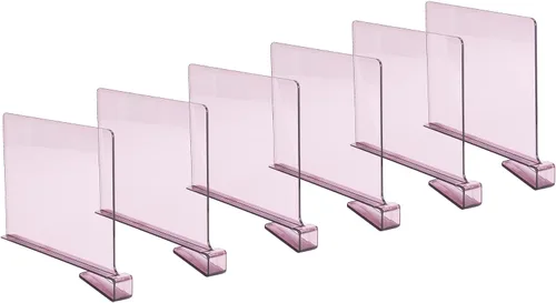 Vista 8 de Sooyee Paquete de 8 separadores de estantes acrílicos negros, perfectos para armarios, cocina, dormitorio, organización de estanterías