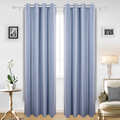 Vista 13 de Deconovo Paneles superiores con ojales, estampado marroquí azul celeste, aislamiento térmico, para ventana de dormitorio, dos cortinas transparentes