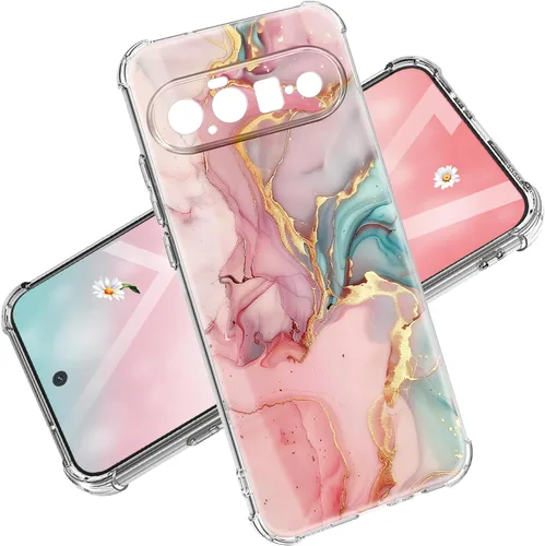 Vista 11 de Funda para Google Pixel 10A, 5G, mármol y flores, delgada, anticaídas, a prueba de golpes, suave, a prueba de golpes, transparente, fundas negro
