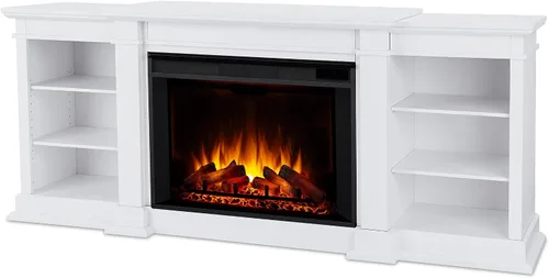 Vista 10 de Eliot - Soporte para TV con chimenea eléctrica de 81 pulgadas, color gris antiguo Real Flame