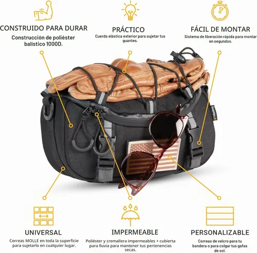 Vista 6 de Odinsberg Bolsa Multifuncional para Manillar de Bicicleta y Motocicleta, 3L Resistente al Agua, Compatible con la mayoría de tipos de manillares