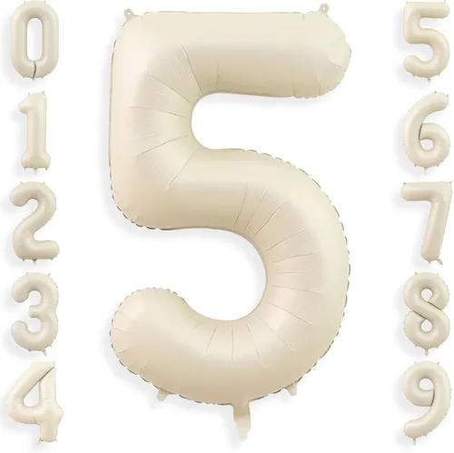 Vista 13 de Globos de 1 globo de color blanco crema de 40 pulgadas, globos grandes de número 1 de helio, globos grandes de aluminio de cumpleaños para niños