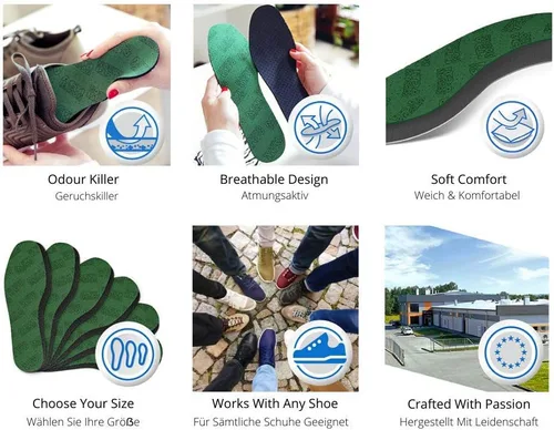 Vista 3 de Kaps Active Carbon - Plantillas para zapatos, absorbentes de olor, unisex (6 pares), verde
