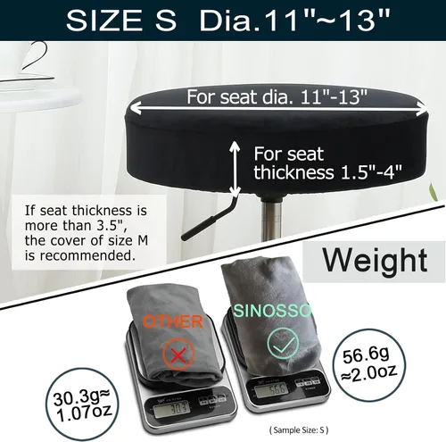 Vista 3 de SINOSSO Funda para taburete de bar, terciopelo súper suave de diámetro.11-13 pulgadas, redonda, elástica, lavable, a prueba de polvo para muebles