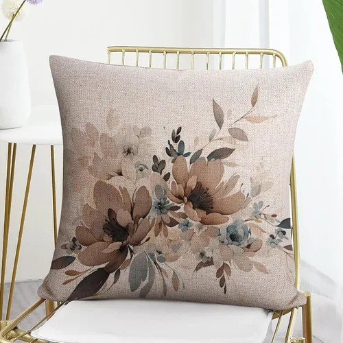 Vista 7 de Fundas de cojín decorativas modernas de lino con diseño de flores en acuarela, decoración del hogar al aire libre, primavera y verano, margaritas