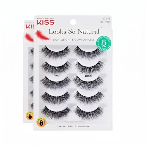 Vista 15 de KISS Looks So Natural - Pestañas postizas, ligeras y cómodas, tecnología de extremo ahusado, reutilizables, libres de crueldad, compatibles