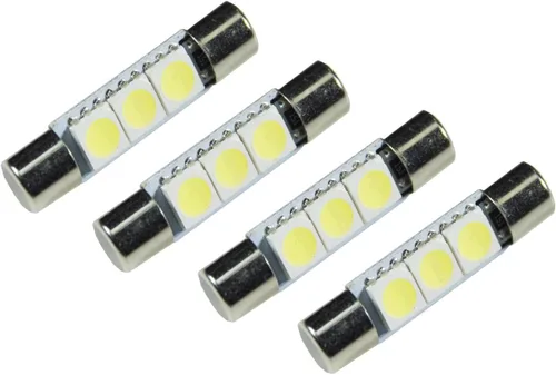 Vista 7 de PA 10 luces LED 5050 3SMD Fusible Festoon Bombilla de cúpula interior y luz de espejo de tocador para interior de automóvil (1.142 in, blanco)