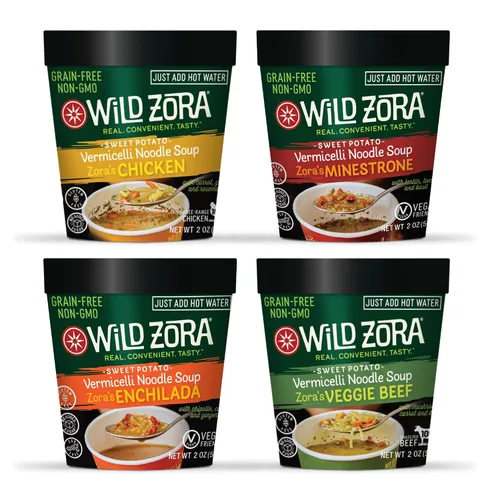 Vista 5 de Taza de Sopa de Fideos Wild Zora, Paquete de 4, Paleo, Apto para AIP, Sin Gluten, Sin Granos, Fideos de Vermicelli de Cristal, Estilo Ramen