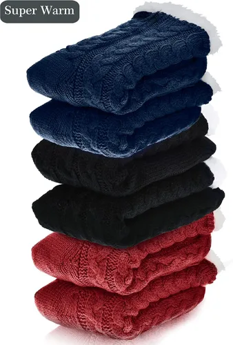 Vista 2 de 3 Pairs Women's Winter Slipper Socks Soft Warm Cozy Fuzzy Fleece-lined Slipper Socks