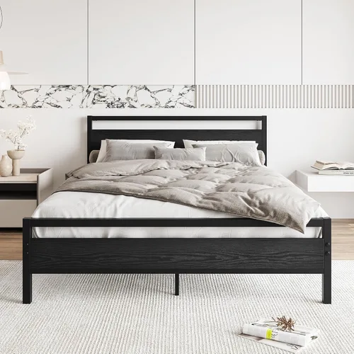 Vista 17 de BOFENG Marco de Cama Individual con Cabecera de Madera, Marco de Cama de Plataforma Individual de Metal Tamaño Individual Sin Somier Necesario Negro