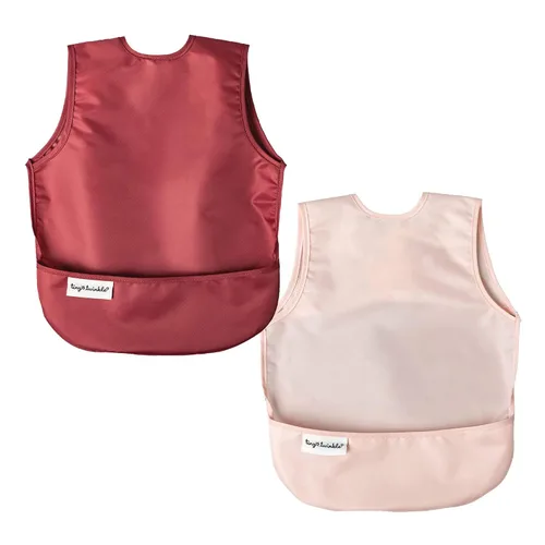 Vista 17 de Tiny Twinkle Baberos para bebé a prueba de desorden Paquete de 2 baberos impermeables para comer Delantal de bebé para alimentación, lavable a