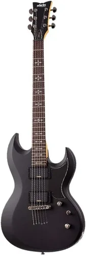 Vista 3 de Schecter 3664 Guitarra eléctrica de cuerpo sólido, satinado negro envejecido