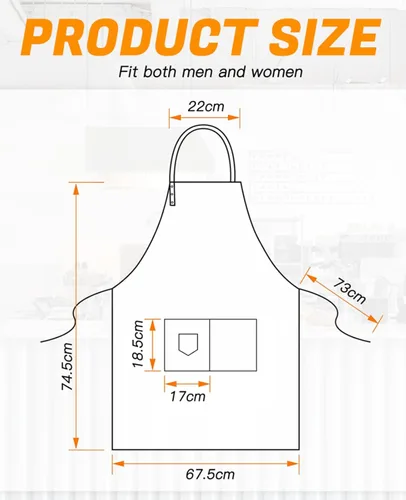 Vista 2 de Custom Apron with Pocket, Printed in USA, Personalized NameLogo, Adjustable Ties for Baking, Cooking for WomenMen