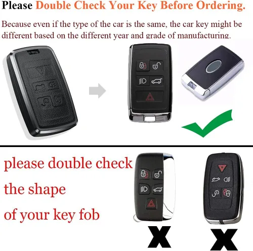Vista 2 de SANRILY Funda para llavero Land Rover 2021 con control remoto sin llave para Range Rover Sport Jaguar XF, llavero de cuero, color negro