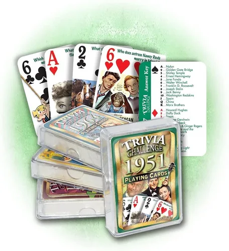 Vista 2 de Flickback Tarjetas de trivia de cumpleaños 75 – Baraja de 1951 – Regalo para hombres o mujeres nacidos en 1951 – Divertido juego de 75 cumpleaños