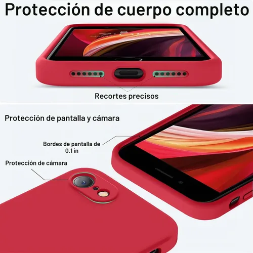 Vista 4 de Vooii Funda para iPhone SE 2022/3rd/2020, iPhone 8/7, silicona líquida mejorada con [bordes planos] [protección de cámara]